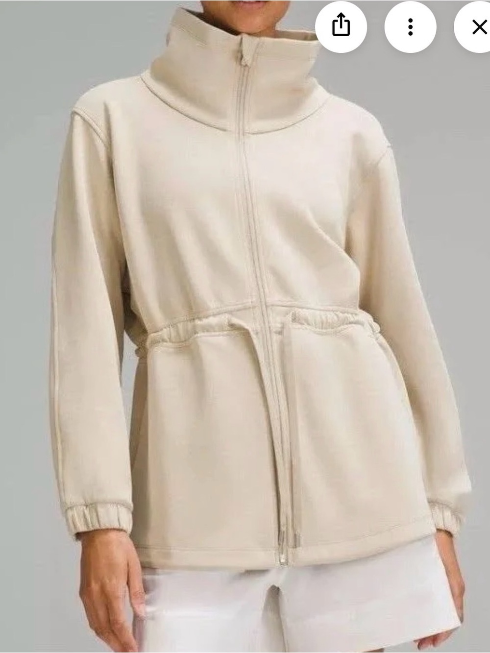 lululemon athletica Cream Zip-Up Funnel Neck Bomber Jacket